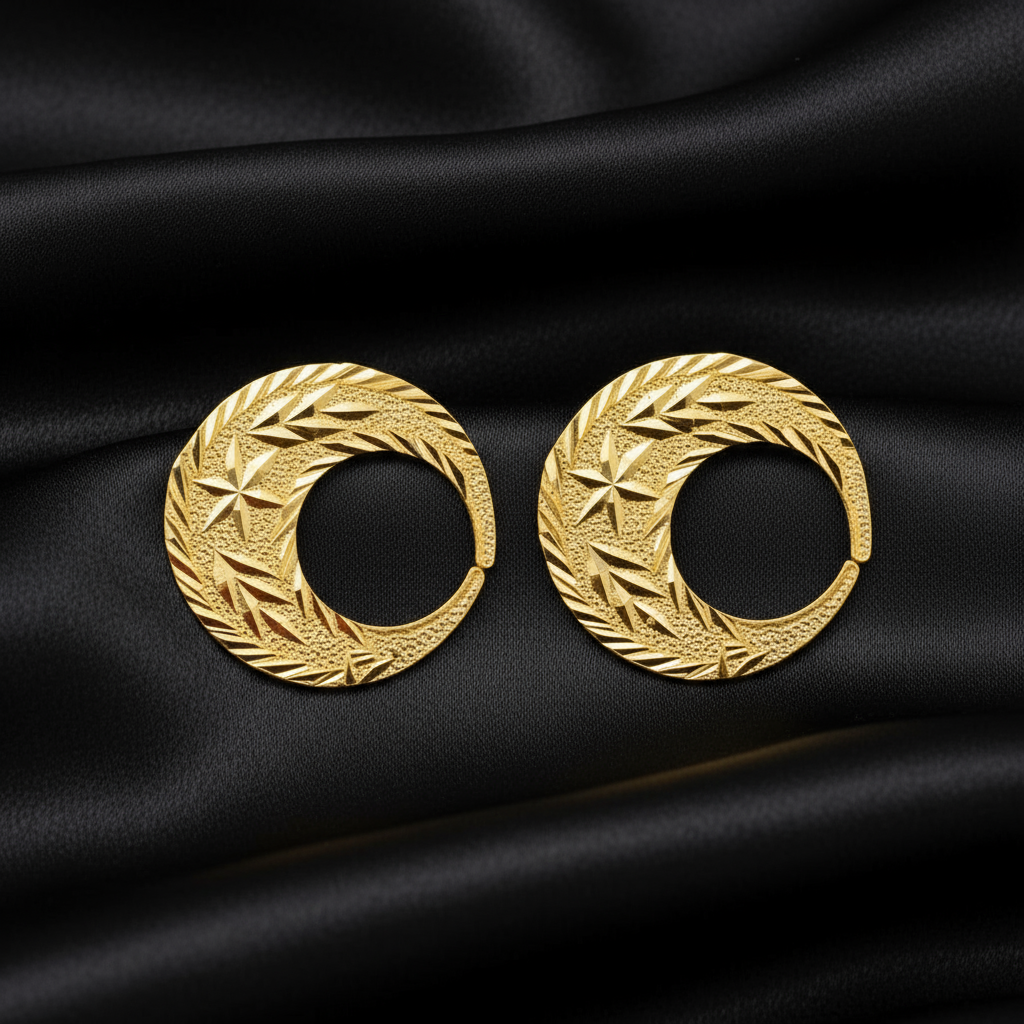 Boucles d'oreilles Nattiyan sablées en étoile, argent véritable et or 24 carats