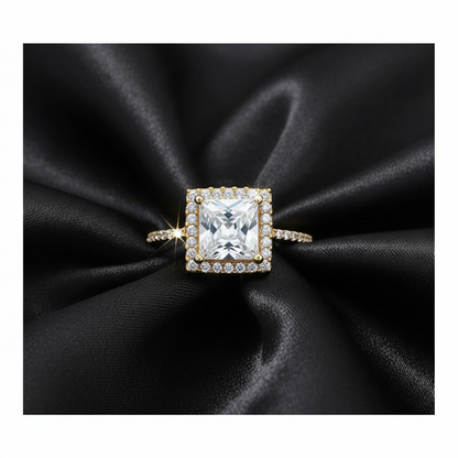 Bague américaine carrée en or véritable