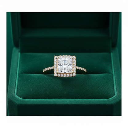 Bague américaine carrée en or véritable