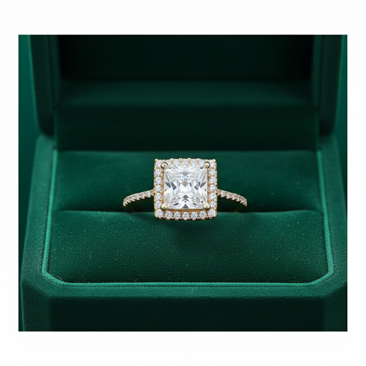 Bague américaine carrée en or véritable