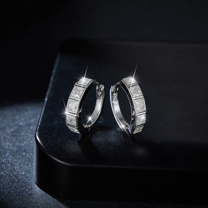 Boucles d'oreilles créoles en argent véritable et moissanite
