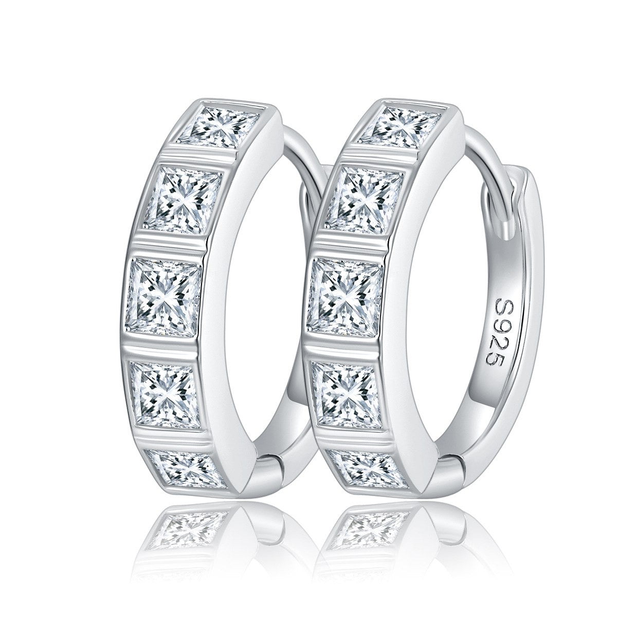 Boucles d'oreilles créoles en argent véritable et moissanite