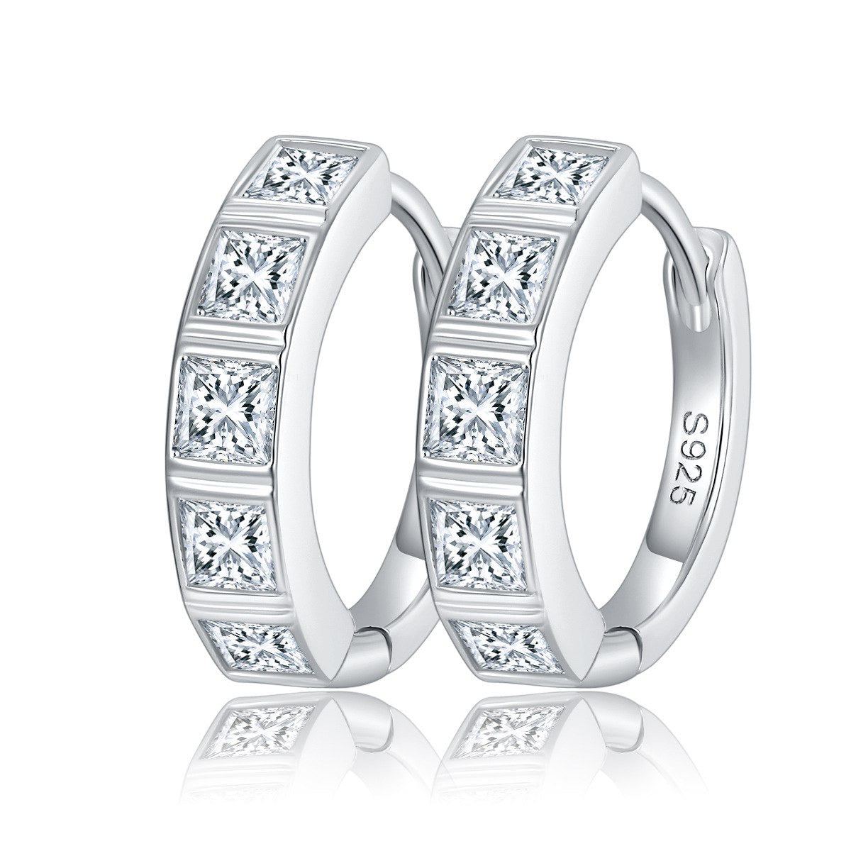 Real Silver Moissanite Hoop Earrings