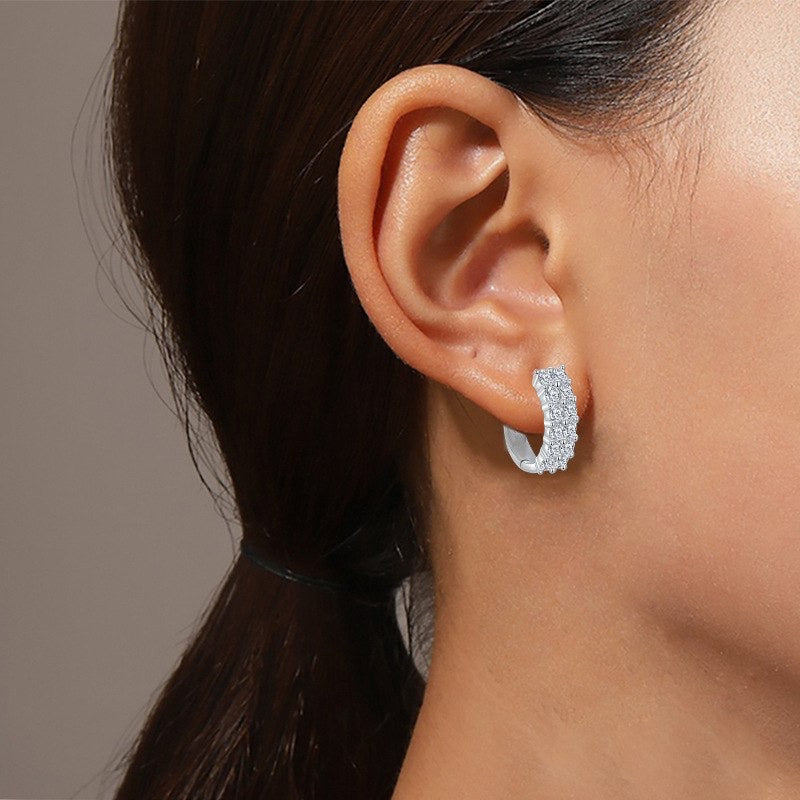 Boucles d'oreilles créoles en argent véritable et moissanite