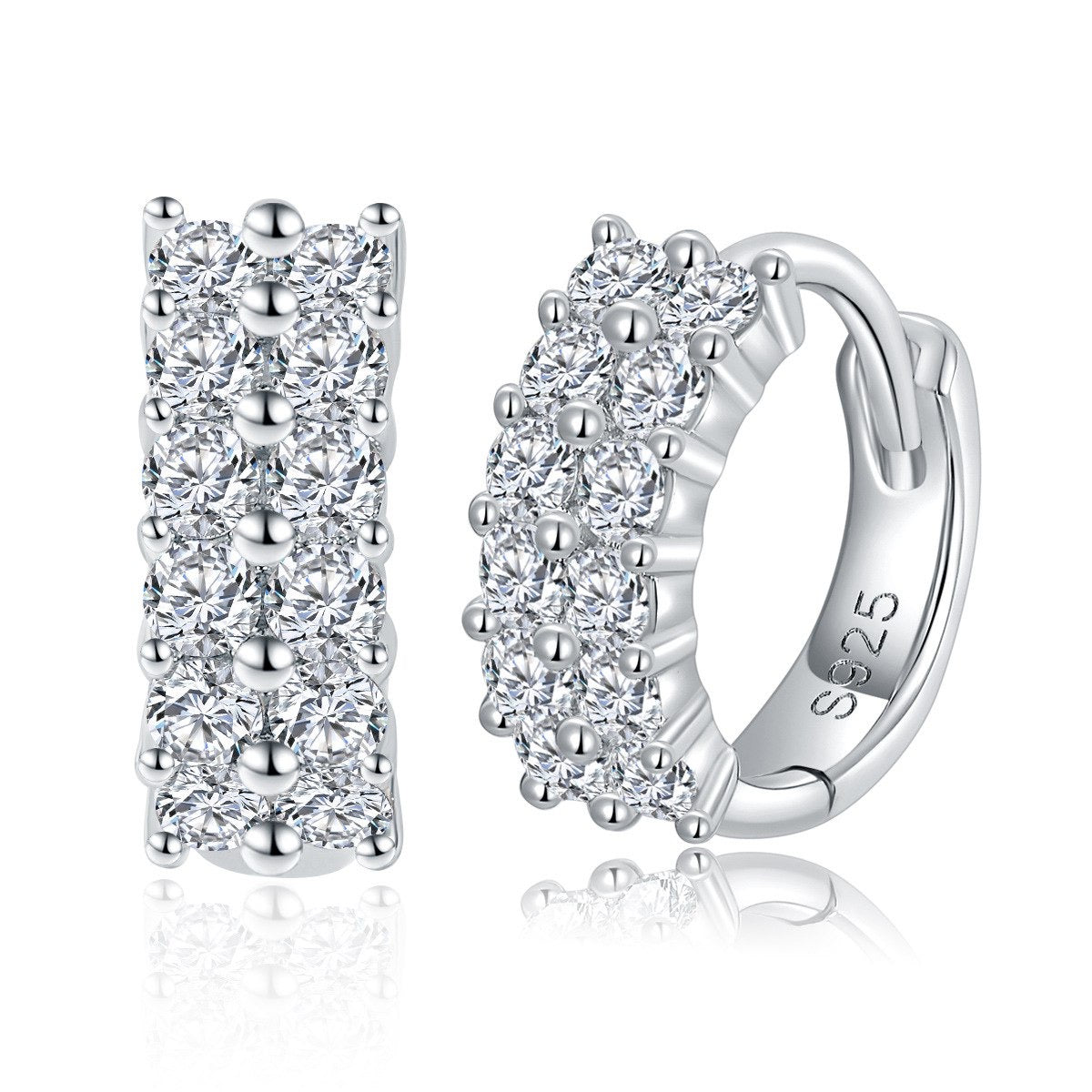 Real Silver Moissanite Hoop Earrings