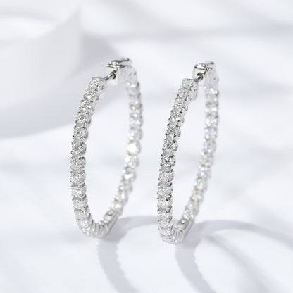 Boucles d'oreilles créoles en argent véritable et moissanite