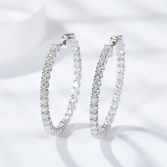 Boucles d'oreilles créoles en argent véritable et moissanite