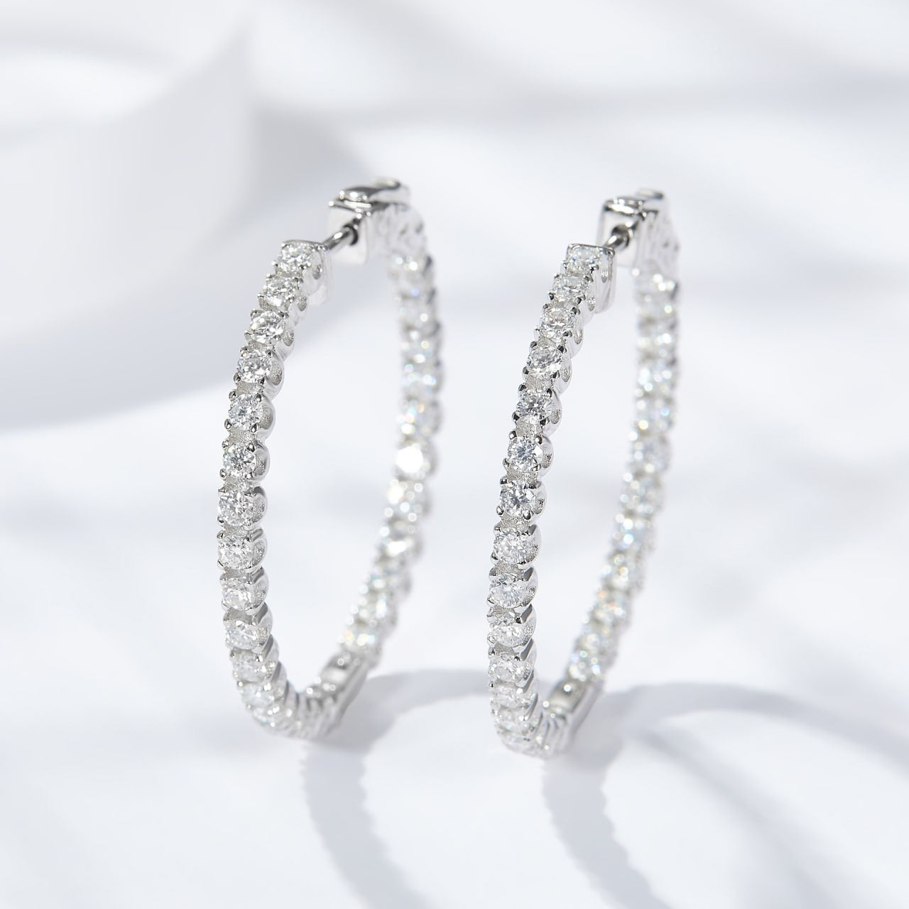 Real Silver Moissanite Hoop Earrings