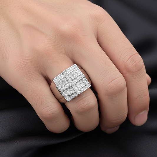 Real Silver Moissanite Cross Ring