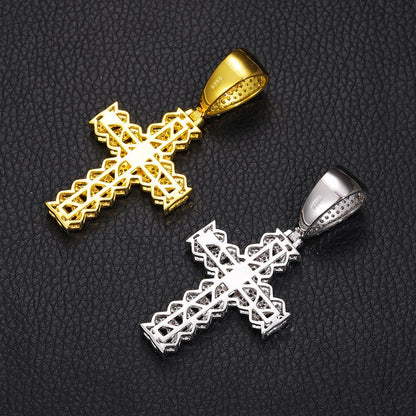Pendentif croix cubaine en argent véritable et moissanite