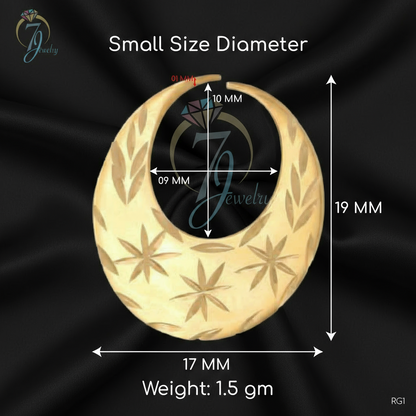 18k Real Gold Nattiyan Classic Earrings (Sizes Available)