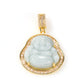 brass baguette diamond green jade buddha pendant necklace