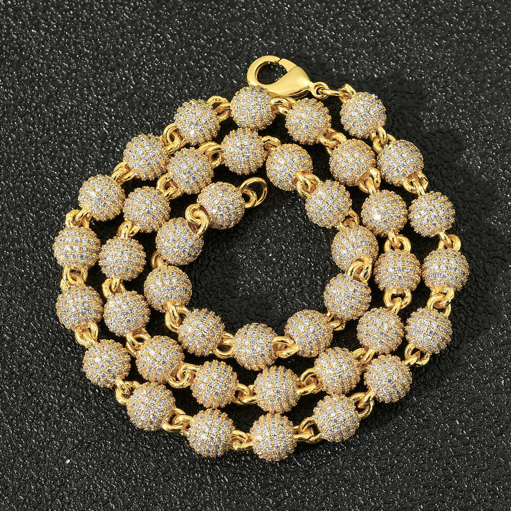 18k Gold plated iced out ball chain