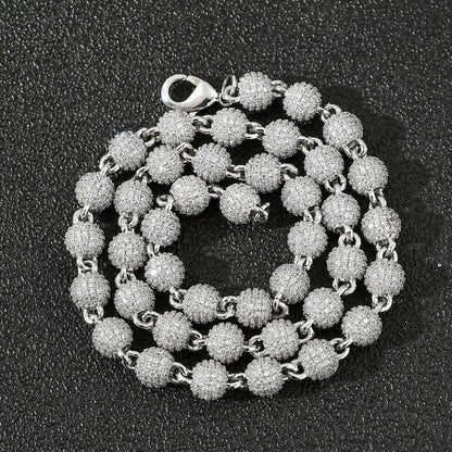 Chaîne à billes glacée plaquée or 18 carats