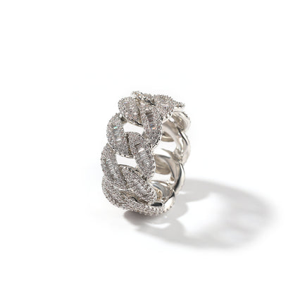 ਬਲਿੰਗ ਆਈਸਡ ਆਊਟ cz ਪੁਰਸ਼ਾਂ ਦੀ ਮਿਆਮੀ ਕਿਊਬਨ ਬੈਗੁਏਟ ਕ੍ਰਸ਼ ਪੁਰਸ਼ਾਂ ਦੀ ਰਿੰਗ