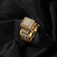 Brass 18K Gold Silver Plated Square Cz Zircon Diamond Engagement Signet Ring