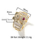 18K Gold Iced Out Cz Cute Teddy Bear Diamond Adjustable Promise Index Ring