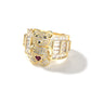 18K Gold Iced Out Cz Cute Teddy Bear Diamond Adjustable Promise Index Ring