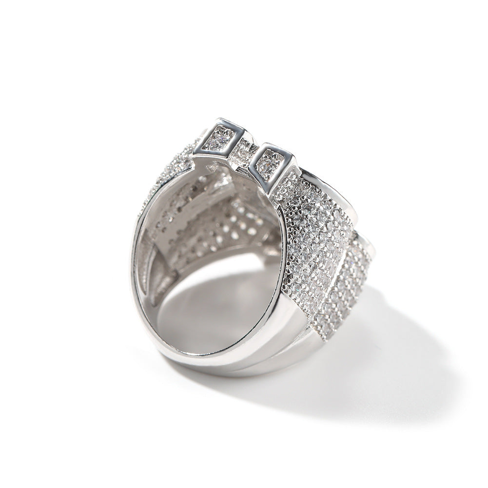 ਆਈਸਡ ਆਊਟ Cz ਡਾਲਰ ਸਾਈਨ ਡਾਲਰ ਰਿੰਗ