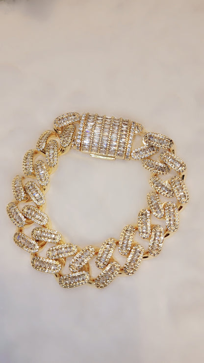 Iced out gold plated bracelet