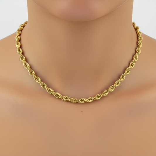 Chaîne torsadée en or véritable (5,4 mm)