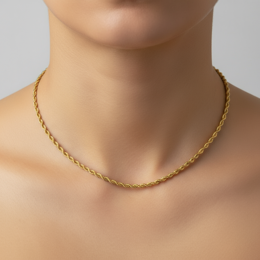 Chaîne torsadée en or véritable (4,4 mm)