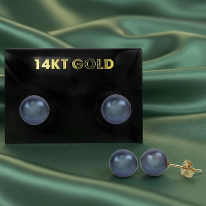 Boucles d'oreilles à tige en or véritable et perles