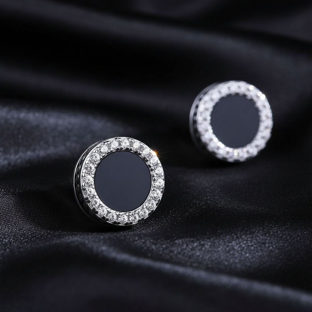 Sterling silver black studs