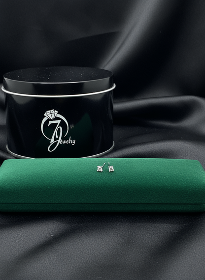 ਅਸਲੀ ਚਾਂਦੀ ਦੇ ਸਟੱਡ (ਵਰਗ ਪੱਥਰ)