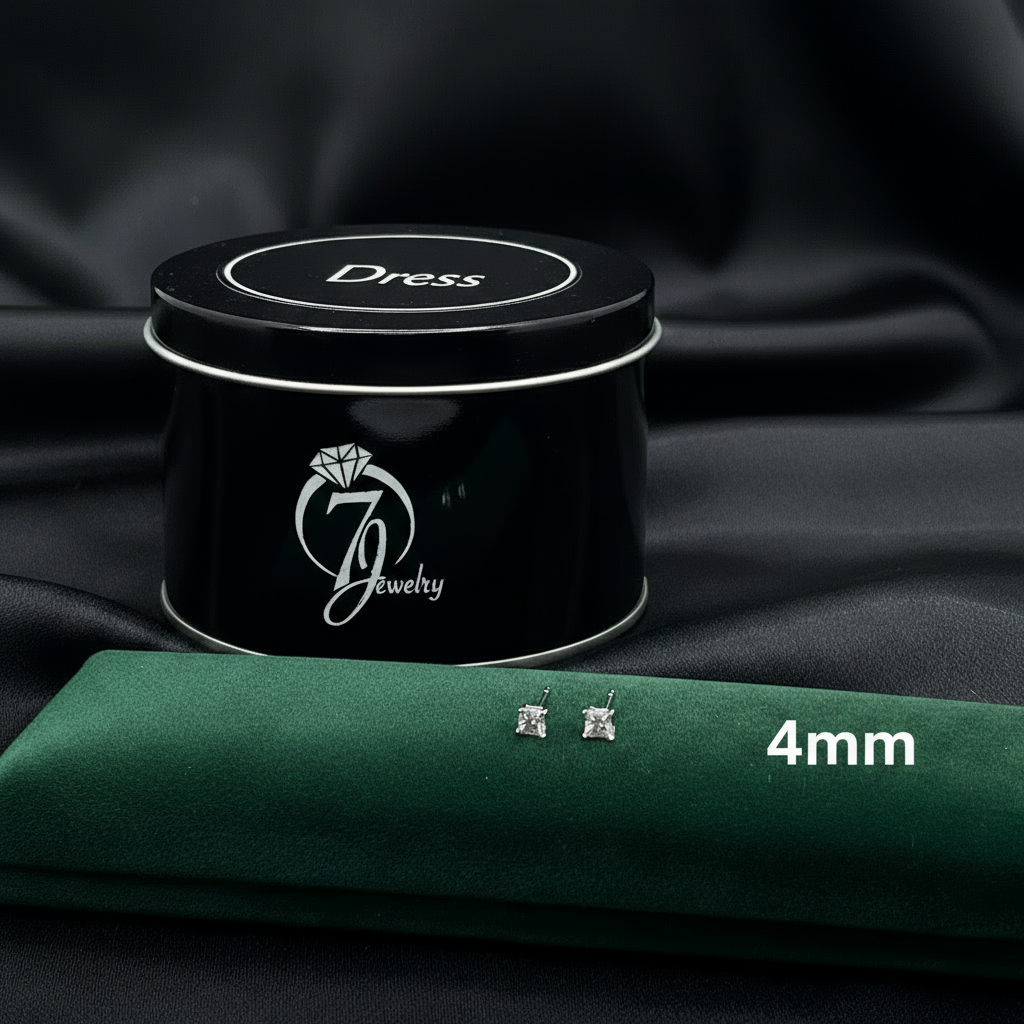 ਅਸਲੀ ਚਾਂਦੀ ਦੇ ਸਟੱਡ (ਵਰਗ ਪੱਥਰ)