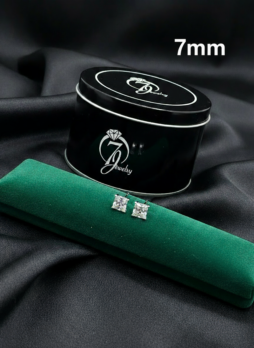 ਅਸਲੀ ਚਾਂਦੀ ਦੇ ਸਟੱਡ (ਵਰਗ ਪੱਥਰ)