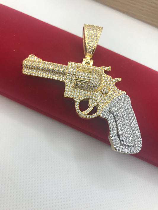 iced out gun pendant