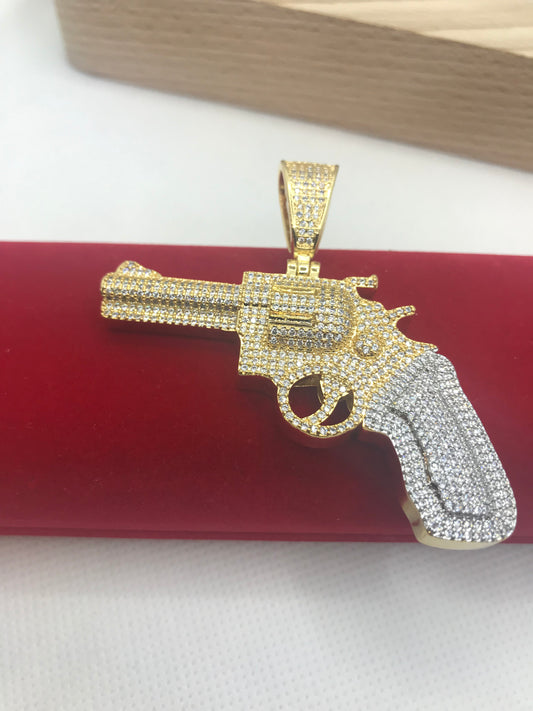 iced out gun pendant