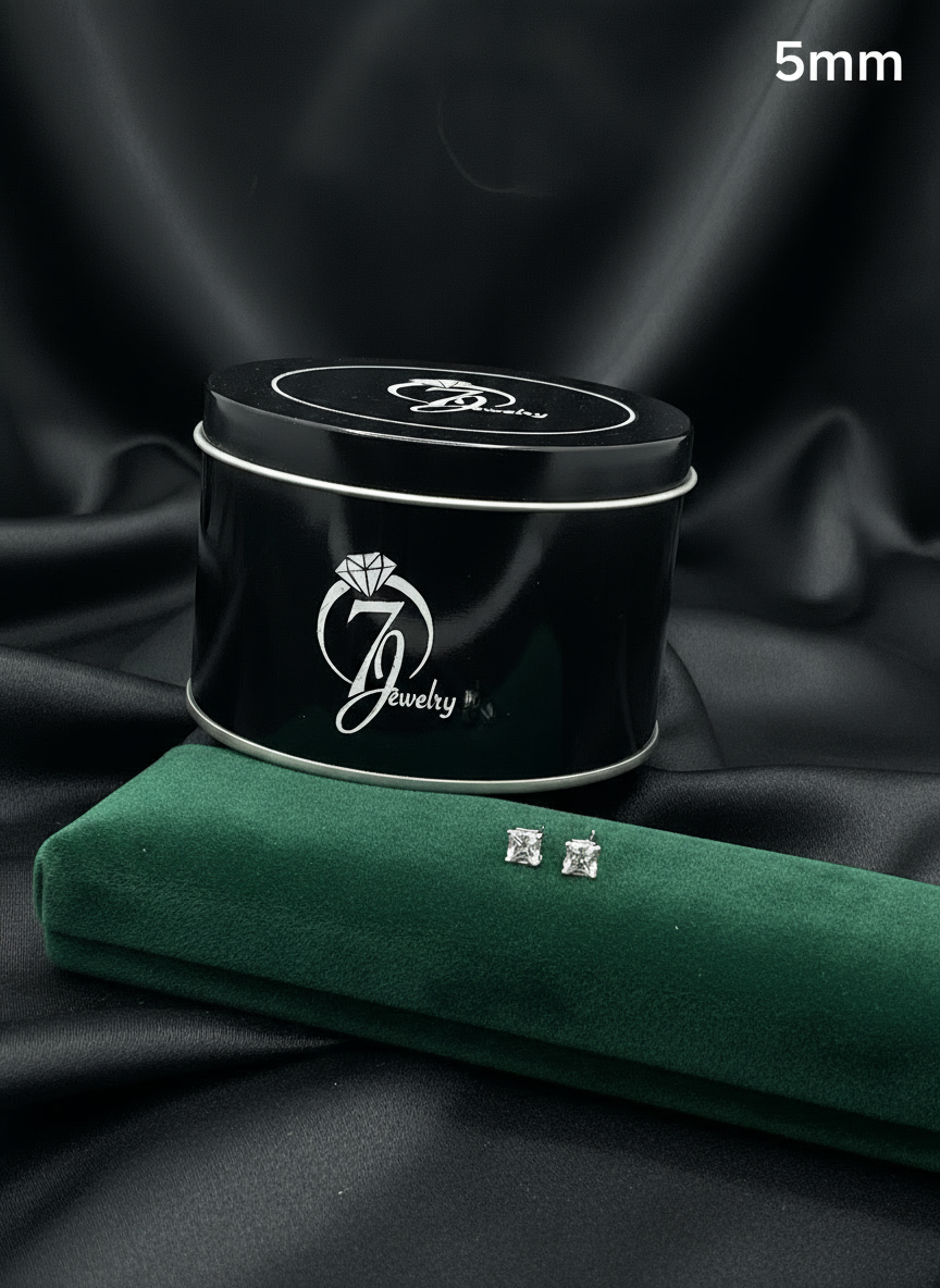 ਅਸਲੀ ਚਾਂਦੀ ਦੇ ਸਟੱਡ (ਵਰਗ ਪੱਥਰ)