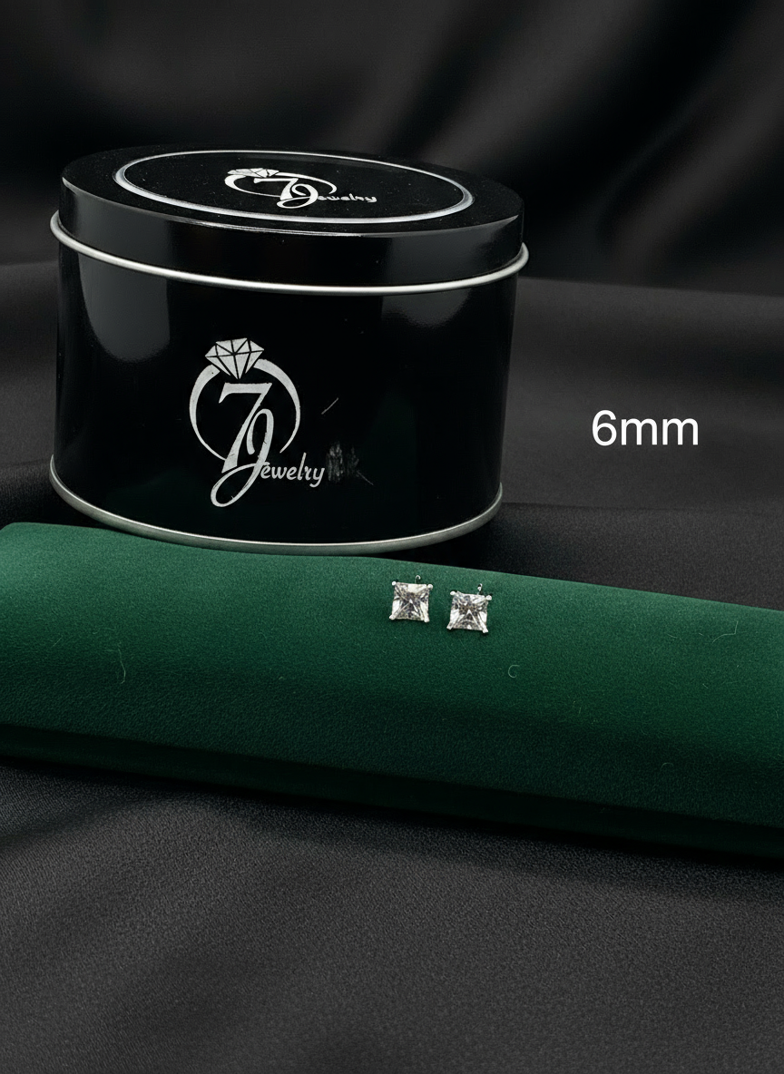 ਅਸਲੀ ਚਾਂਦੀ ਦੇ ਸਟੱਡ (ਵਰਗ ਪੱਥਰ)