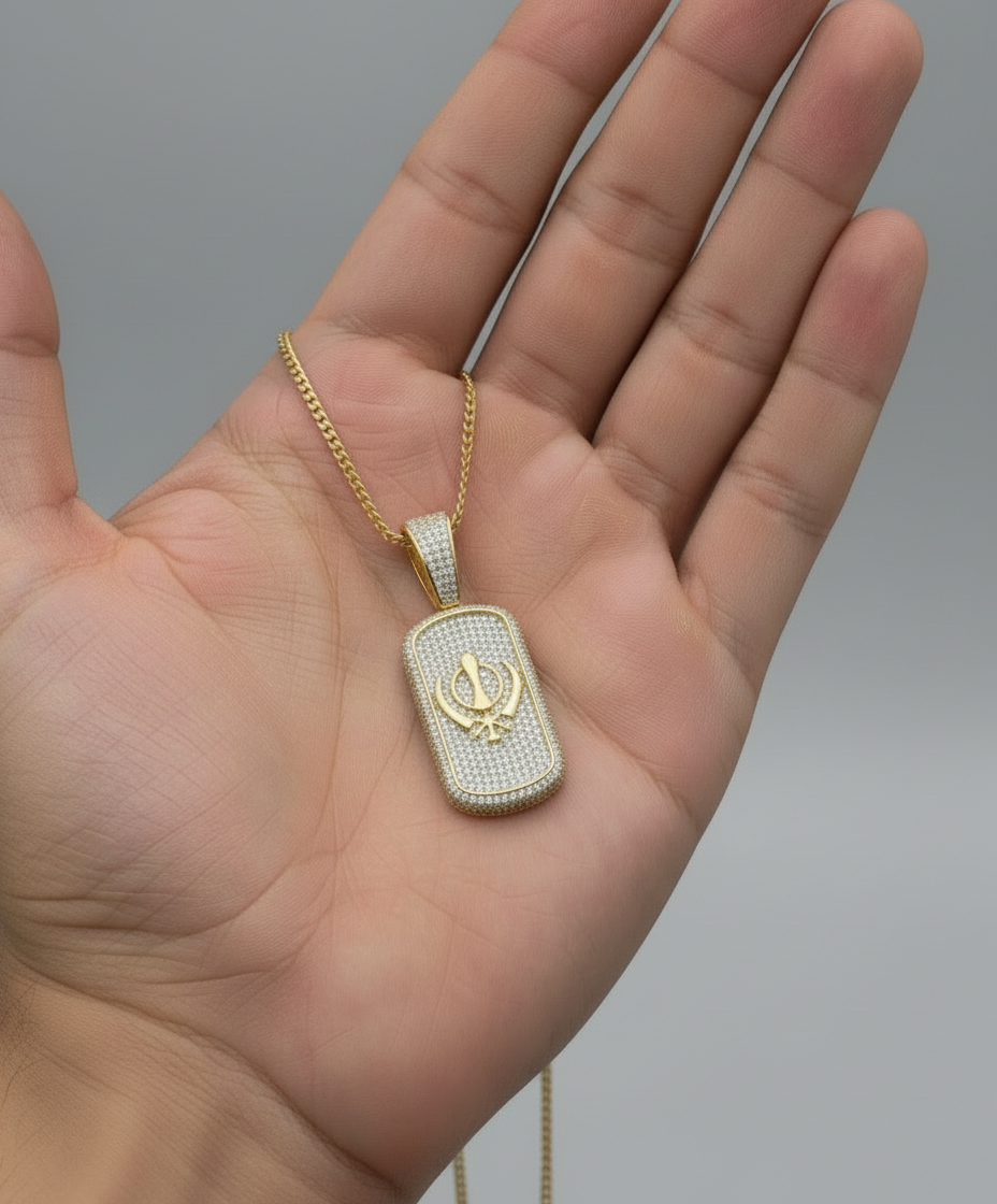 Iced out Khanda pendant