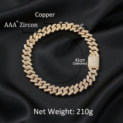 Chaîne à maillons cubains Miami plaquée or 18 carats avec pierre en oxyde de zirconium cubique