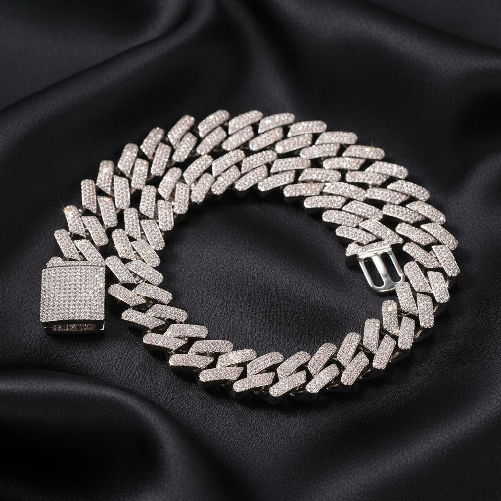 Chaîne à maillons cubains Miami plaquée or 18 carats avec pierre en oxyde de zirconium cubique