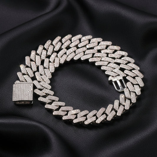 Chaîne à maillons cubains Miami plaquée or 18 carats avec pierre en oxyde de zirconium cubique