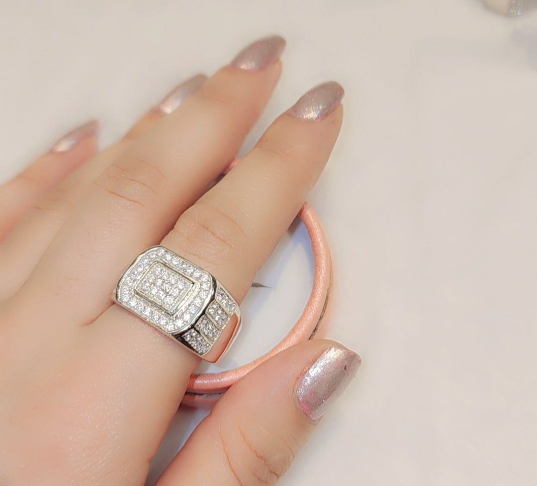 Bague en argent sterling avec effet glacé