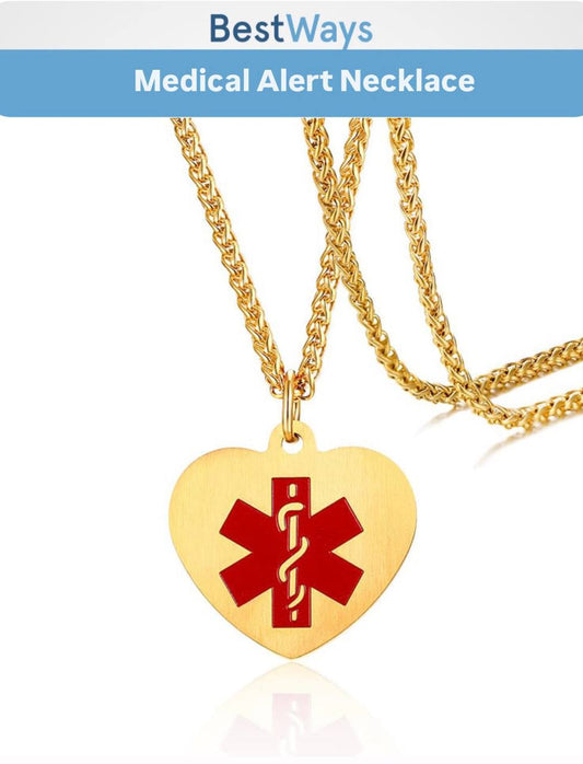 Stay safe in style with this Gold Heart Medical Alert Necklace. Featuring a stainless steel heart-shaped pendant with IP gold plating and a red enamel Star of Life, it ensures first responders recognize your medical needs instantly.
Hypoallergenic, tarnish-resistant, and perfect for diabetes, epilepsy, allergies, heart conditions, and more.