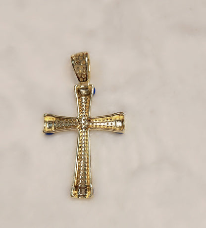 Pendentif croix plaqué or glacé