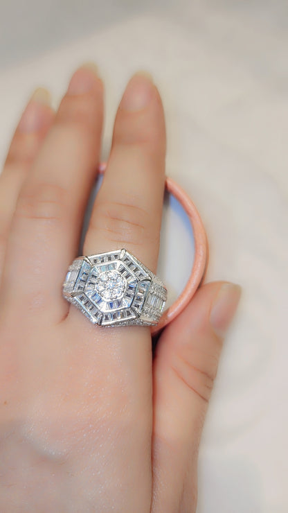 Bague en argent sterling avec effet glacé