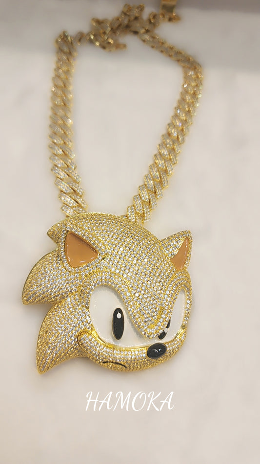 Pendentif sonique plaqué or glacé