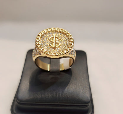Bague plaquée or avec signe dollar