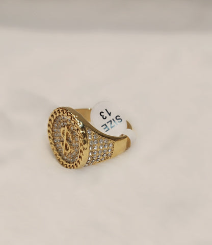 Bague plaquée or avec signe dollar