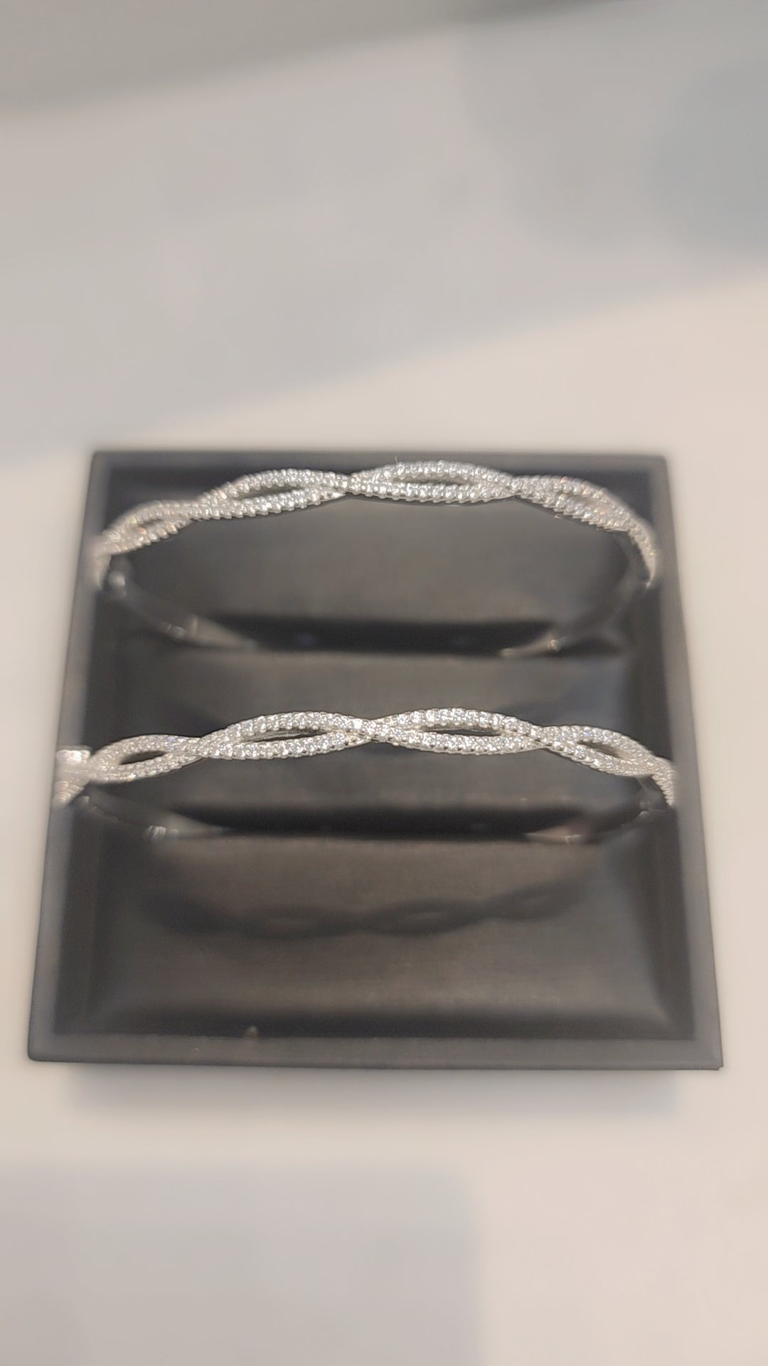 Real silver bangles  cubic zirconia stone