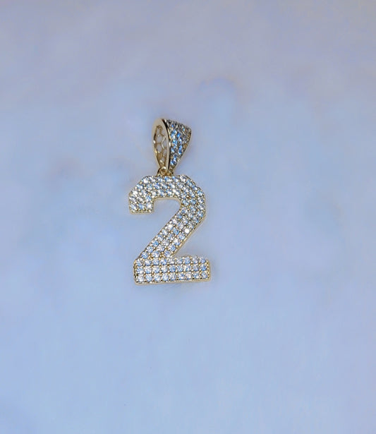 Iced out gold plated Number pendant