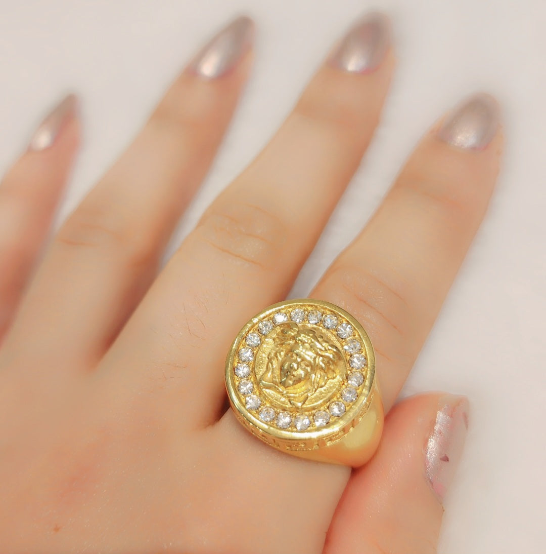 Gold plated Medusa ring