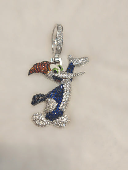 ਆਈਸਡ ਆਊਟ ਵ੍ਹਾਈਟ ਗੋਲਡ ਪਲੇਟਿਡ ਕਾਰਟੂਨ ਪੈਂਡੈਂਟ